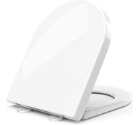 STOREMIC Toilet Seat Soft Close White D Shape, Soft Close Toilet Seat - Bottom Fixing/Top Fixing, Quick Release for Easy Cleaning, Sturdy Anti-Bacterial PP Materials