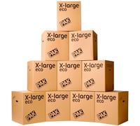 StorePAK Eco Boxes with Carry Handles - Suitable for Storage, Shipping, Packing & Moving House - 116 Litres - H 55cm x W 46cm x D 46cm - 100% Recycled & Recyclable - X-Large Pack of 10