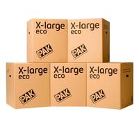 StorePAK Eco Boxes with Carry Handles - Suitable for Storage, Shipping, Packing & Moving House - 116 Litres - H 55cm x W 46cm x D 46cm - 100% Recycled & Recyclable - X-Large Pack of 5