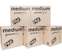 StorePAK Heavy Duty Storage Boxes | Medium Moving Boxes Pack of 5 | 64L Extra Strong Double Walled Cardboard Boxes for Packing & Moving House | Recyclable, Stackable & Reusable | H405 x W405 x D405mm