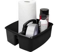 Storex 2-Compartment Large Caddy - Multipurpose Classroom Organizer with Handle, Black, 1-Pack (00973A06C)