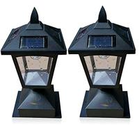 STOREX 2 X Black Post Cap Led Lights Outdoor Garden Solar Powered Deck Cap Square,Patio, Fence Post Lights Black Outdoor Garden Pathway