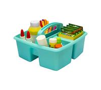 Storex 3-Compartment Small Caddy - Multipurpose Classroom Organizer with Handle, Aquamarine, 6-Pack (00952A06C)
