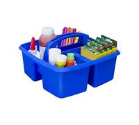Storex 3-Compartment Small Caddy - Multipurpose Classroom Organizer with Handle, Azure, 6-Pack (00947A06C)