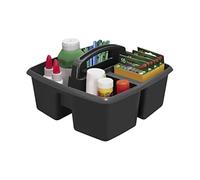 Storex 3-Compartment Small Caddy - Multipurpose Classroom Organizer with Handle, Black, 6-Pack (00972A06C)