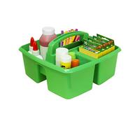 Storex 3-Compartment Small Caddy - Multipurpose Classroom Organizer with Handle, Green, 5-Pack (00951U06C)