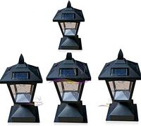 STOREX Black Post Cap Led Lights Outdoor Garden Solar Powered Deck Cap Square,Patio, Fence Post Lights Black Outdoor Garden Pathway (Pack of 4)