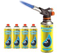 STOREX Blow Torch Butane Gas Kit Cooking Catering Creme Brulee Culinary Tarts Pies Tool 1 Blow Torch + 4 Refills Cans