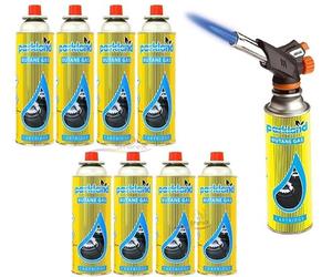 STOREX Blow Torch Butane Gas Kit Cooking Catering Creme Brulee Culinary Tarts Pies Tool 1 Blow Torch + 8 Refills Cans
