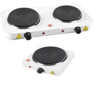 Storex Electric Hot Plate Single Double Portable Kitchen Table Top Cooker Hob Hot Plates Stove 1500W 2500W White New (Double Hot Plate)