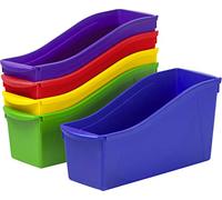 Storex Large Book Bin, Interlocking Plastic Organizer for Home, Office and Classroom, Assorted Colors, 30-Pack (70105C06C)