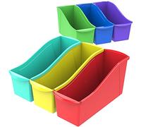Storex Large Book Bin, Interlocking Plastic Organizer for Home, Office and Classroom, STEM Assortment, 6-Pack