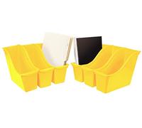 Storex Small Book Bin, Linking Storage Bin, Dry Erase Surface, 11.75" x 8.5" x 4.5" STEM Yellow 6-Pack