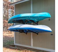 StoreYourBoard G-Kayak Wall Storage Rack, Outdoor Kayak Rack for 2 Boats, Heavy Duty Kayak Wall Mount Holds 200 lbs, Adjustable Wall Mount Kayak Hanger for Shed, Dock, Fence, or Under Deck Storage.