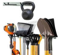 StoreYourBoard Heavy Duty Garden Tool Rack for Garage & Shed - Solid Steel Garden Tool Organiser, 4 Slot Metal Shed Storage Rack for Rakes, Spades & Handle Tools, 113 kg Capacity Garage Wall Storage