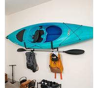 StoreYourBoard Kayak Storage Rack for Garage | Swivel Kayak Wall Mount with Paddle Holder | Folding Kayak Wall Rack for Paddle Board/SUP Storage, Heavy Duty Padded Arms, Holds 45 kg / 100 lb