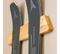 StoreYourBoard Minimalist Wood Ski Rack, Wall Mount Display Holder, Solid Wood Holds 50 lbs