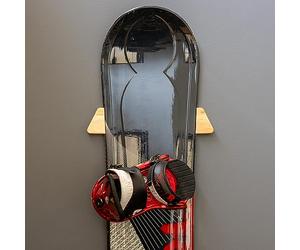StoreYourBoard Minimalist Wood Snowboard Rack, Wall Mount Storage Display, Adjustable Size, Solid Wood Holds 30 lbs