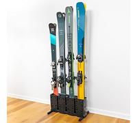 StoreYourBoard Ski Storage Rack, 4 Pair Freestanding Skis Floor Mount, Wide Skis