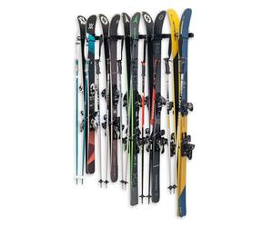 StoreYourBoard Ski Storage Rack, Holds 5 Pairs, Indoor Wall Mount, Vertical Hanging Organizer, Heavy-Duty Metal, 90 kg Max