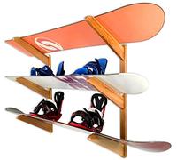 StoreYourBoard Timber Snowboard Wall Rack, Holds 3 Snowboards, Wood Home and Garage Storage Mount System (Natural)