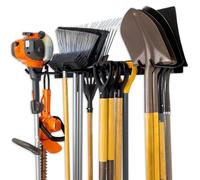 StoreYourBoard Wall-Mounted Rack With 4 Garage Hooks - Heavy-Duty Steel Holder Garage & Garden Storage for Shed, Workshop, or Home Organization - For Rakes, Shovels, Tools & More