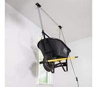 StoreYourBoard Wheelbarrow Garage Ceiling Storage Pulley System, Overhead Tool Lift, Heavy Duty Holds 150 lbs