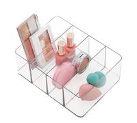 STORi 4-Compartment Clear Plastic Organizer, Rectangular Divided Makeup and Vanity Storage Bin, Use Upright for Eyeshadow Palettes, Made in USA