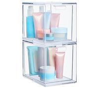 STORi Audrey Stackable Cosmetic Organizer Drawers 6-3/4" Tall | set of 2 Clear