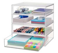 STORi Chloe Stackable Clear Double Organizer Drawers | 2 Piece Set | Organize Cosmetics and Beauty Supplies | Made in USA