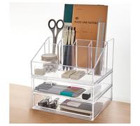 STORi Chloe Stackable Makeup Holder & Drawer Organizer Set, Clear, BPA-Free Plastic, Made in USA, Organize Brushes, Cosmetics & Beauty Essentials