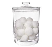 STORi Premium Quality Clear Plastic Makeup and Cotton Ball Holder | 60-oz Apothecary Jar with Lid | Perfect Storage Container to Organize Bathroom and Vanity