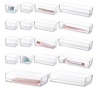 STORi SimpleSort 18-Piece Stackable Clear Drawer Organizer Set | Multi-size Trays | Makeup Vanity Storage Bins and Office Desk Drawer Dividers | Made in USA