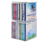 STORi Stackable Clear Plastic CD Organizers (2 Pack) Cube Jewel Case Holders Perfect for Theatre Room | Holds up to 12 CD Cases per Organizer | Made in USA