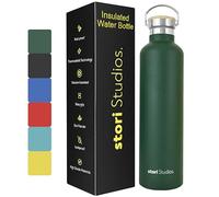 Stori Studios Vacuum Insulated Metal Water Bottle 1000ml(33oz), Stainless Steel Water Bottle, BPA Free Standard Mouth Flask, Double Wall Insulated Water Bottles For Travel, Work & Gym - Green