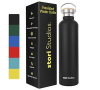 Stori Studios Vacuum Insulated Metal Water Bottle 750ml(25oz), Stainless Steel Water Bottle, BPA Free Standard Mouth Flask, Double Wall Insulated Water Bottles For Travel, Work & Gym - Black