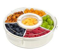 STORICANS Rotating Snack Box Container, Divided Serving Tray with Lid and Handle, Snack Organizer for Adults Fruit Tray, Veggie Tray, Perfect for Party, Entertaining 1 Pack