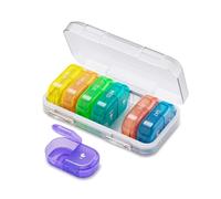 STORICANS Weekly Pill Box Organiser Pill Boxes 7 Day 2 Times a Day,Portable AM PM Daily Tablet Organiser Pill Dispenser to Hold Vitamins, Cod Liver Oil, Supplements and Medication, Clear Rainbow