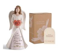 Storieme 80th Birthday Gift for Women: Angel Figurine Decoration for 80 Year Old Woman, Moms, Grandmothers, Friends - Unique Happy Birthday Present