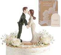 Storieme Bride and Groom Cake Topper: Elegant Wedding Toppers for Cake - Newlyweds Resin Figurines Couple Gifts for Engagement Anniversary