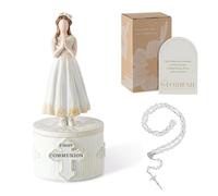 Storieme First Communion Gifts for Girls: 1st Holy Communion Decorations Keepsake Box with Rosary Cross Bracelet - Christian Religious Catholic Present for Baptism Confirmation