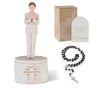 Storieme Holy Communion Gifts for Boys: First Communion Decorations Keepsake Box with Rosary Bracelet - Christening Baptism Confirmation Present for Teenage Boy