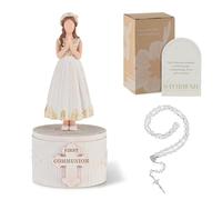 Storieme Holy Communion Gifts for Girls: First Communion Decorations Keepsake Box with Rosary Bracelet - Christening Baptism Confirmation Present for Teen Girls