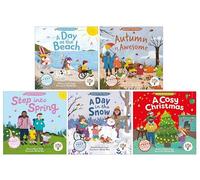 Stories for Your Senses Series by Emma Steel Illustrated 5 Books Collection Set (A Day at the Beach, Autumn is Awesome, Step into Spring, A Day in the Snow & A Cosy Christmas)