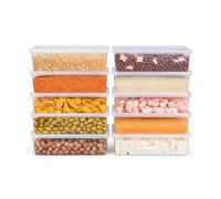 StoriGo 10 Pack 2L Large Airtight Food Storage Containers with Integrated Lids - BPA-Free Stackable Kitchen Storage Organisation for Pantry Cupboard & Larder Cereal Flour Rice Pasta & Dry Food