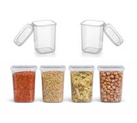 StoriGo 6-Pack 1.1L Airtight Food Storage Containers with Integrated Lids - BPA-Free Plastic Flour & Cereal Storage Containers for Dry Food Kitchen Storage and Pantry Organisation