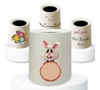 Storite Round Printed Trash Can 12L with Removable Lid, Waste paper bin Open Top trash bin Garbage Can for Bathroom, Bedroom Decor, Home Décor, Office, Kitchen Trash Can - Rabit Print