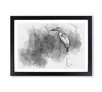 Stork Bird in Abstract Framed Print | A2 Black Framed Wall Art | Ready to Hang | Abstract Fantasy Picture | Living Room Bedroom Lounge Office