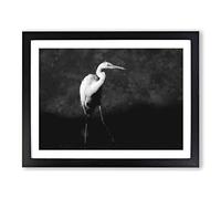 Stork Bird Painting Modern Art Framed Wall Art Print, Ready to Hang Picture for Living Room Bedroom Home Office Décor, Black A4 (34 x 25 cm)