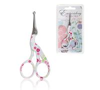 Stork Bird Rounded Safety Tip Embroidery Craft Stainless Steel Crane Scissors - Small White - 1 Pair